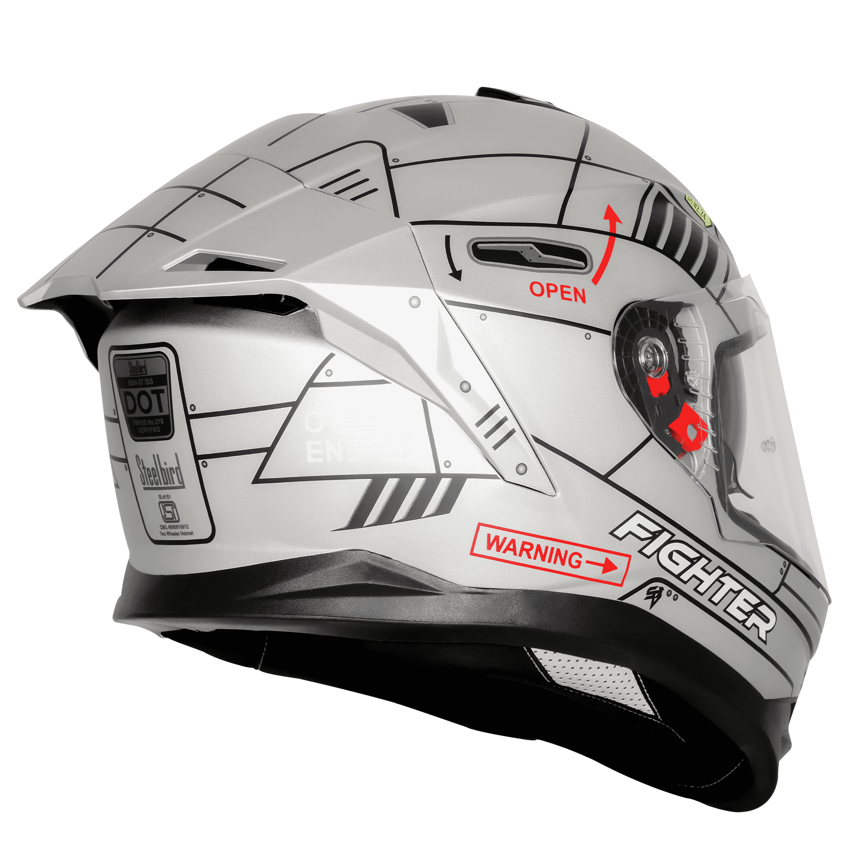 SBH-57 ISS FIGHTER F6 GLOSSY SILVER WITH BLACK 